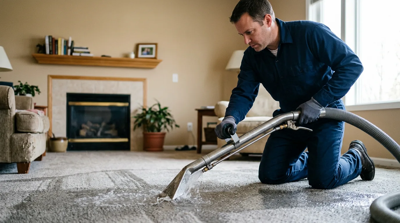 Water damage restoration technician working near Caledonia, MN